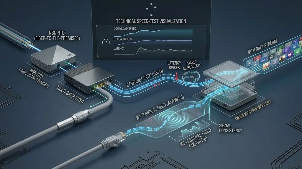 IPTV network connection testing with NBN, Wi-Fi and Ethernet