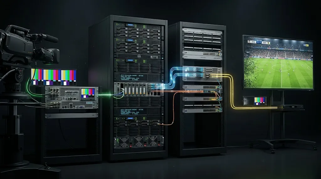IPTV encoding serving delivery and decoding stages in the streaming chain