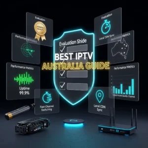 This is a technical evaluation dashboard for finding the best IPTV Australia service, featuring performance metrics, server uptime, and streaming device compatibility.