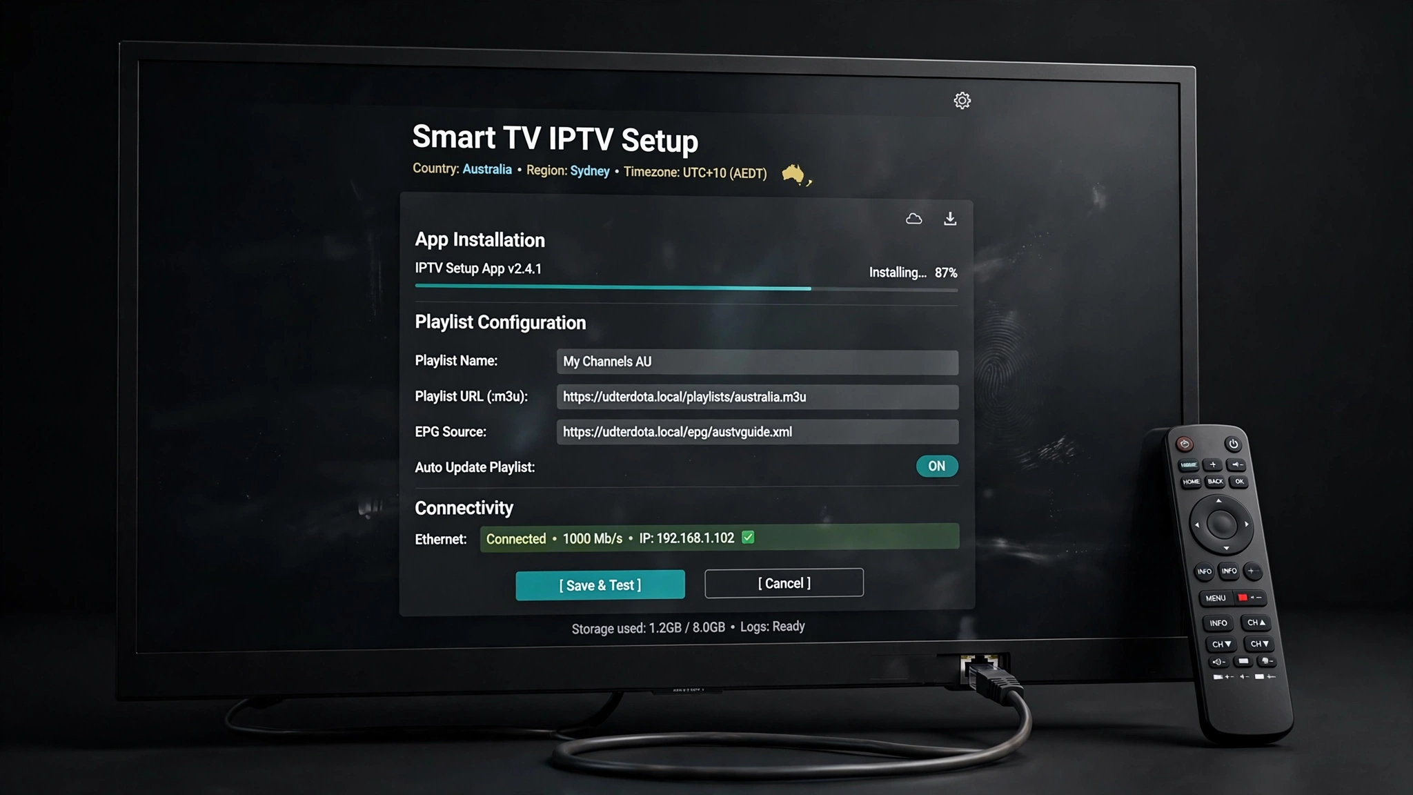 Smart TV IPTV setup Australia on a smart television