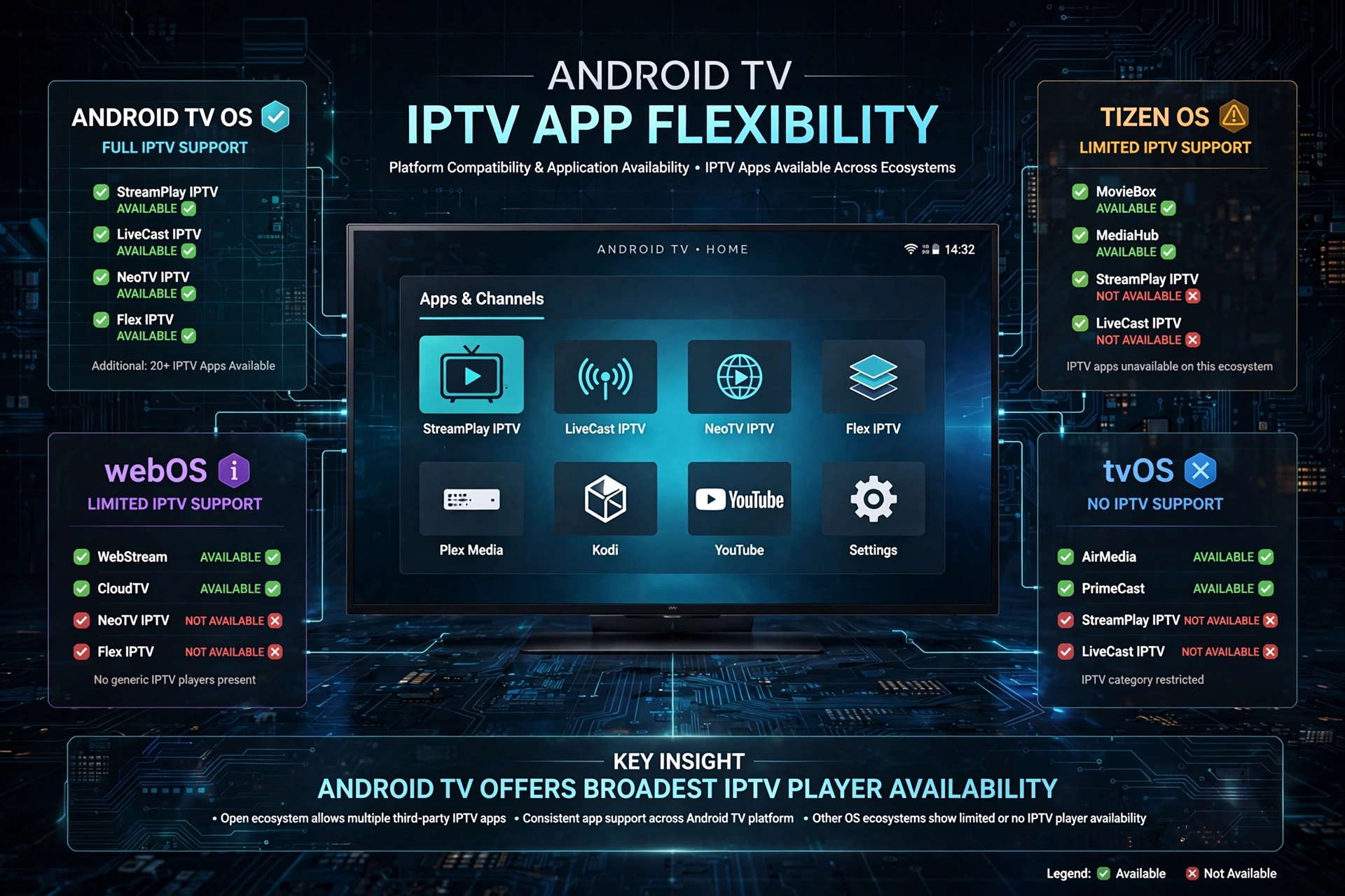 Android TV IPTV app choice compared with other TV platforms