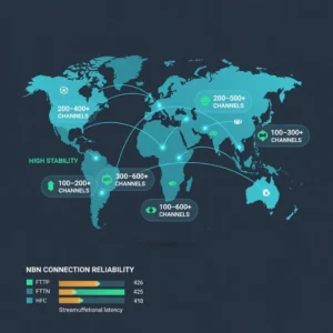 Best international IPTV Australia 2026 world map showing regional channel coverage, including Arabic, Hindi, Turkish, UK, European, Korean and Chinese channels available to Australian subscribers