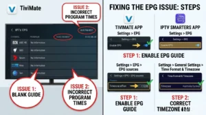 IPTV EPG fix: Australia showing blank program guide and wrong timezone errors on TiviMate and IPTV Smarters apps