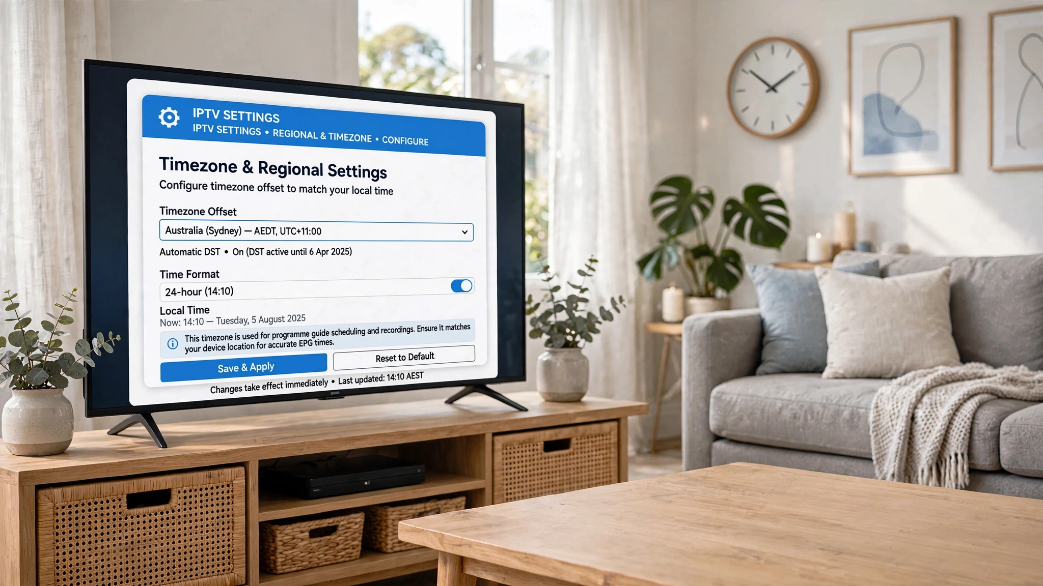 Adjusting Australian IPTV EPG timezone settings for accurate programme schedules