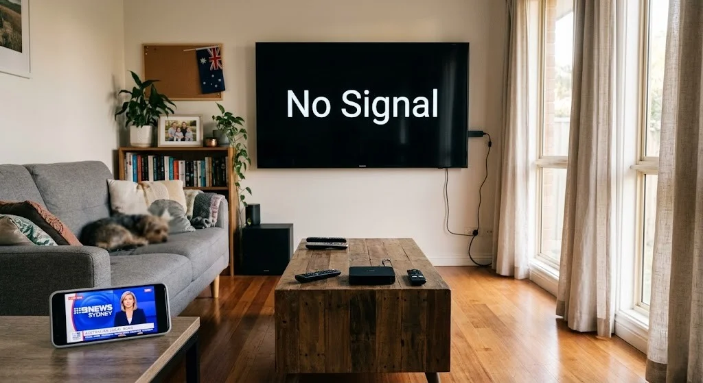 IPTV no signal on all devices in Australia with Smart TV, Fire TV Stick, and Android Box.