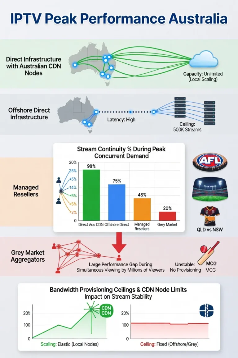 IPTV peak performance Australia data chart showing provider stream continuity during AFL Grand Final and NRL Grand Final peak demand events