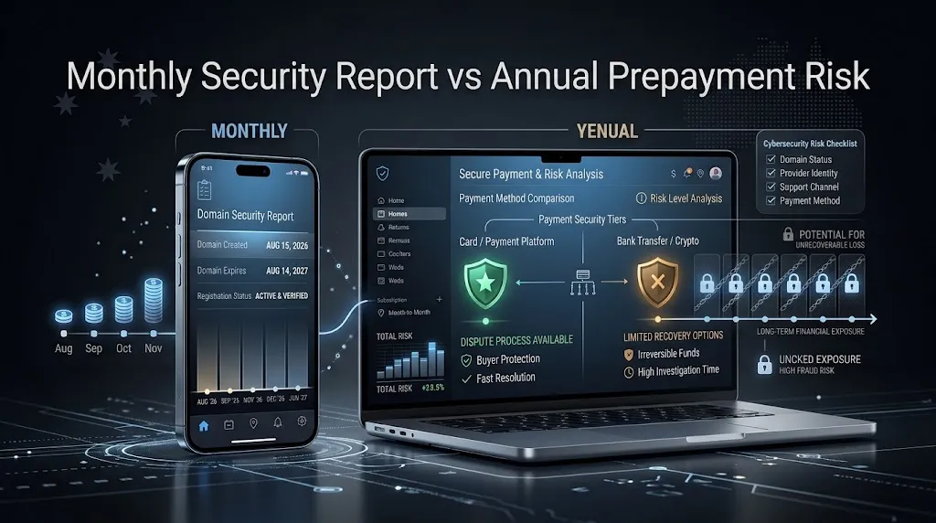 checking an IPTV provider domain expiry and payment method before annual prepayment