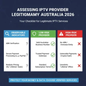 legitimate IPTV Australia 2026: How to identify licensed providers: checklist infographic