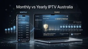 monthly vs yearly IPTV Australia showing annual prepayment risk