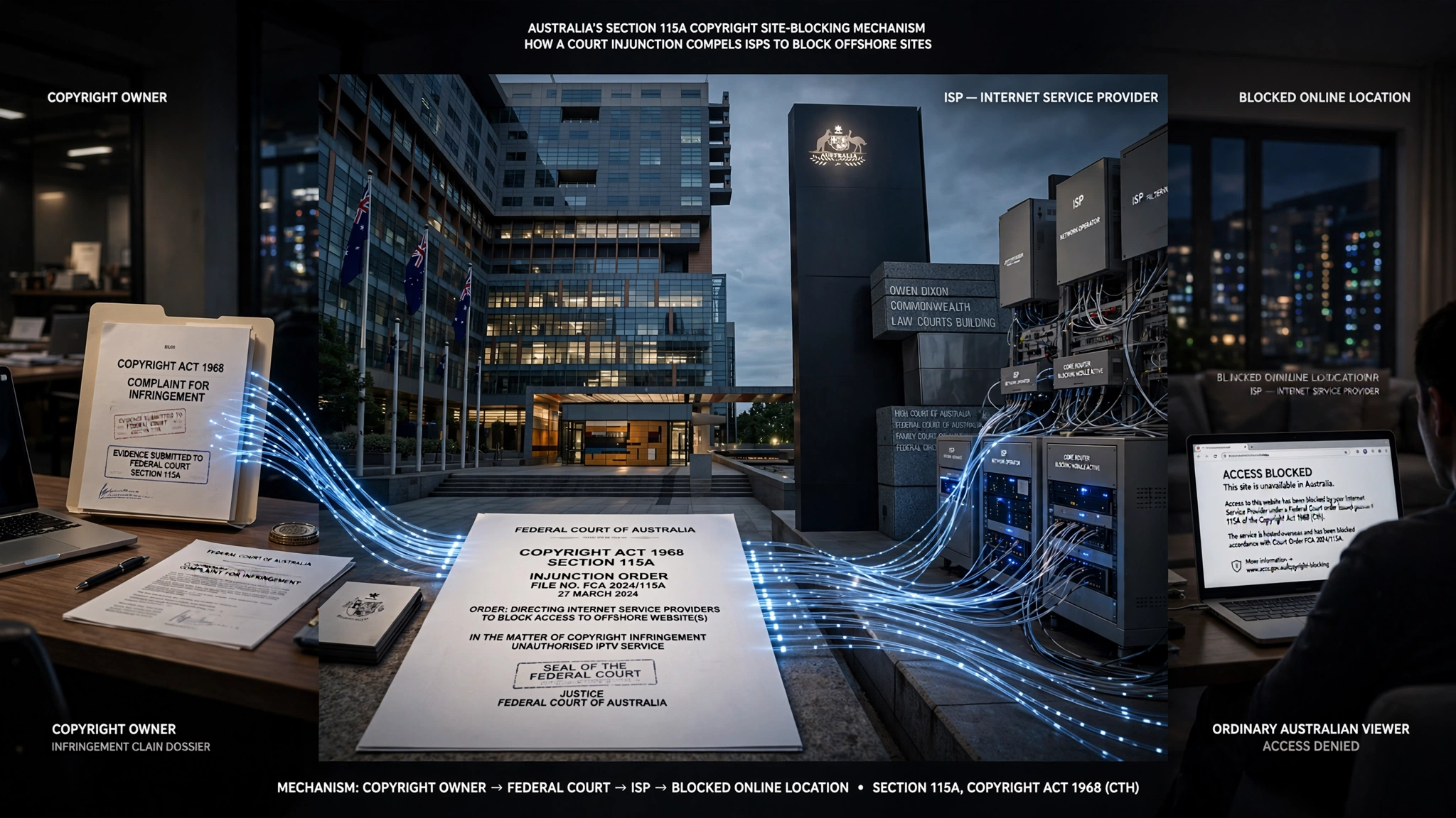 Section 115A IPTV site blocking orders by the Federal Court in Australia