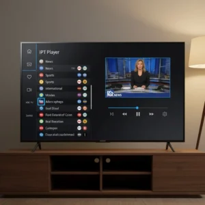 Smart TV IPTV setup app installation screen on LG webOS television from the LG Content Store