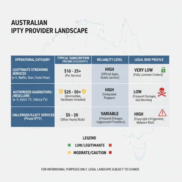 Types of IPTV providers Australia—diagram showing four provider category tiers