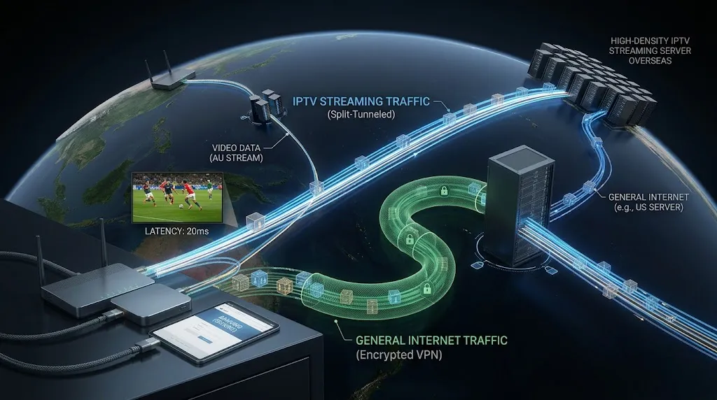 Split tunnelling routes IPTV outside the VPN connection