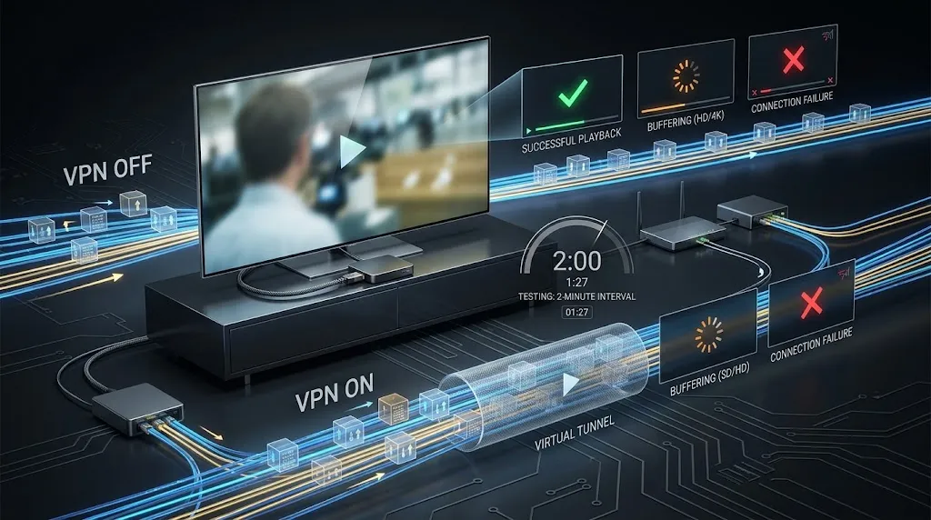 Two-minute test for diagnosing VPN IPTV issues