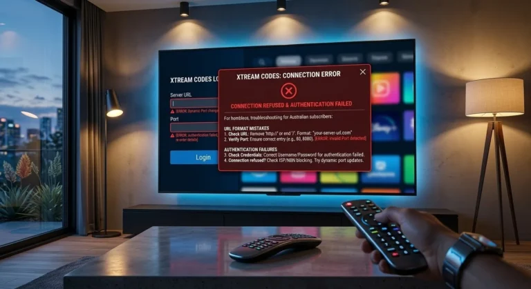 Xtream Codes error fix: Australia showing connection refused, authentication failed, and URL format errors on TiviMate and IPTV Smarters apps
