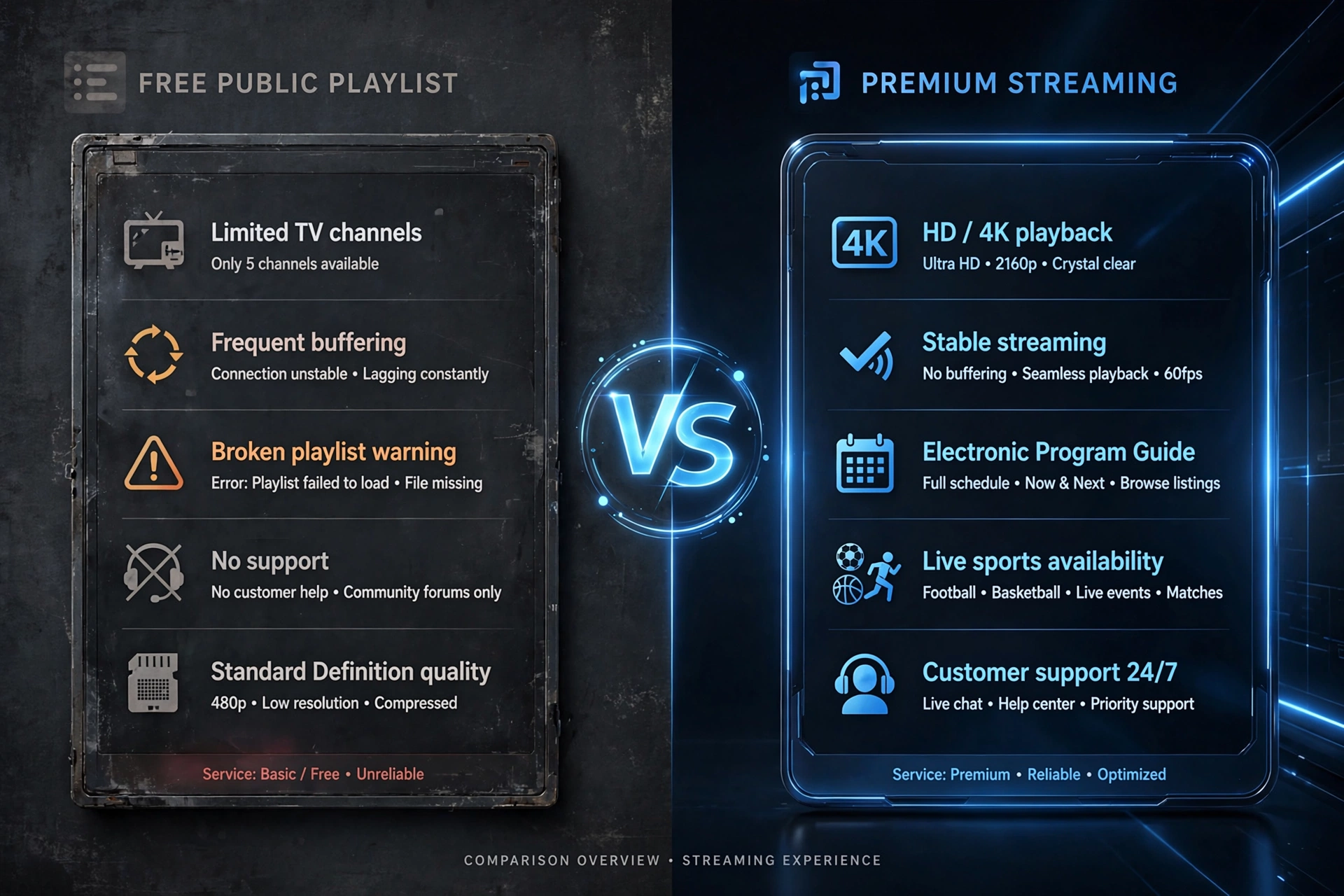 Comparison between free IPTV playlist and IPTV free trial Australia
