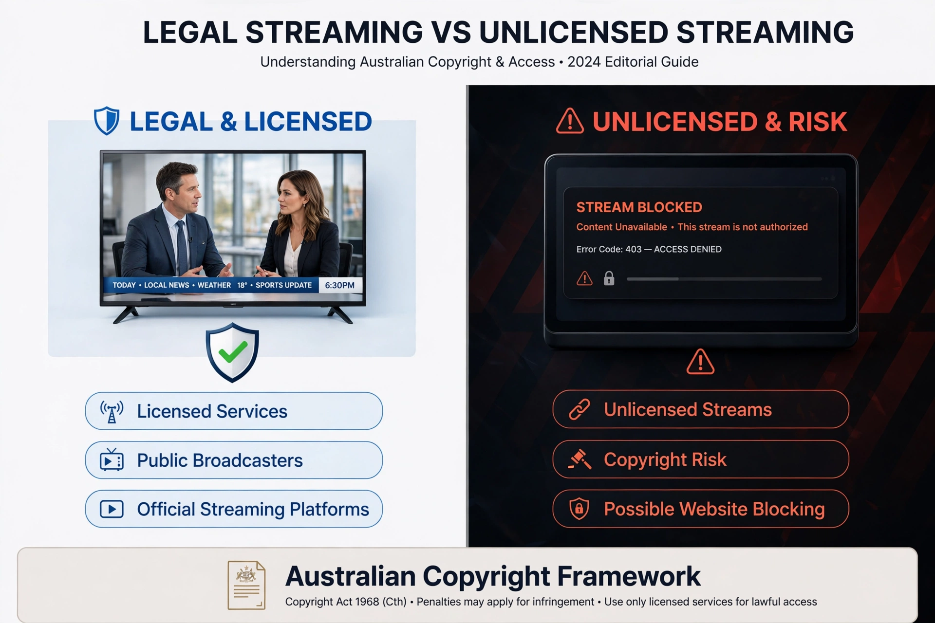 Legal versus unlicensed IPTV streaming Australia 2026 guide