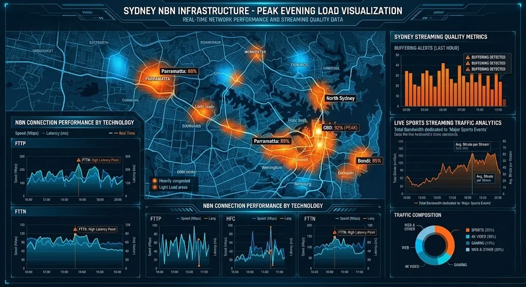 Sydney NBN congestion affecting IPTV streaming performance during peak evening sports hours