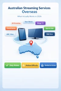 Australian streaming services overseas comparison for Netflix, Stan, Binge, Foxtel and free TV apps in 2026