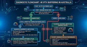 IPTV Australia 4K buffering fix decoder vs bandwidth flowchart