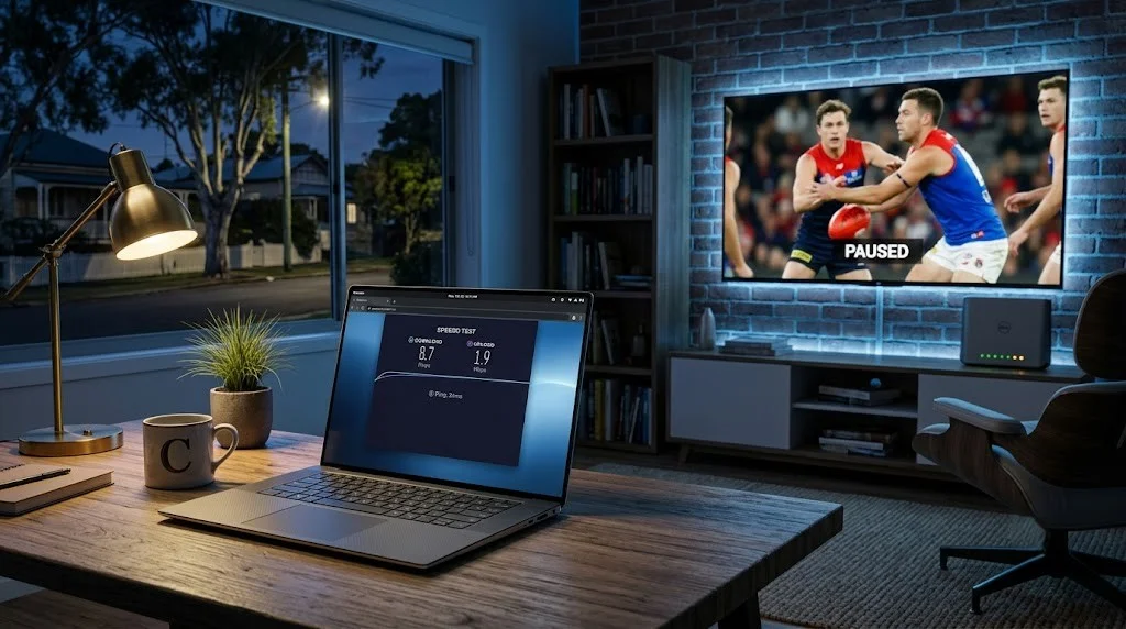 Checking internet speed during IPTV freezing in Australia