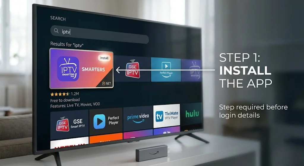 Installing IPTV Smarters Pro app on Amazon Fire TV Stick from the app store
