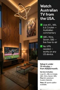 Watch Australian TV from USA — Australian expat streaming AFL and Nine News live on Fire TV Stick in American living room 2026