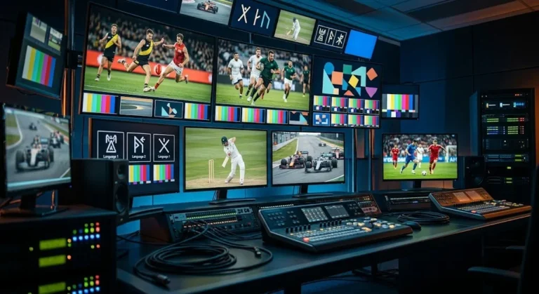 Sports streaming screens showing Australian sports alongside international broadcasts
